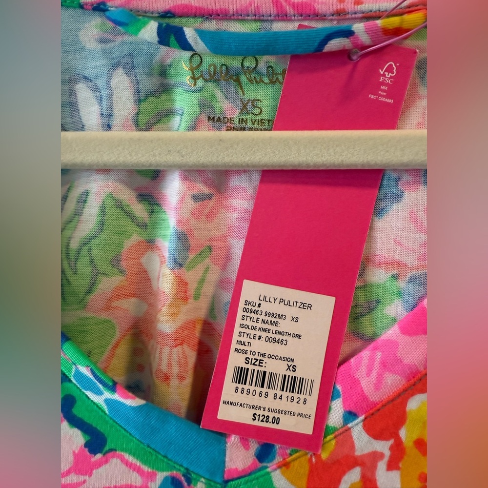 Lilly Pulitzer Vibrant Floral Midi Dress - Pink and Blue - Picture 4 of 4